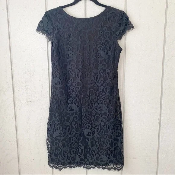 BLACK Lace Overlay Cap Sleeve Mini Dress - Picture 2 of 4